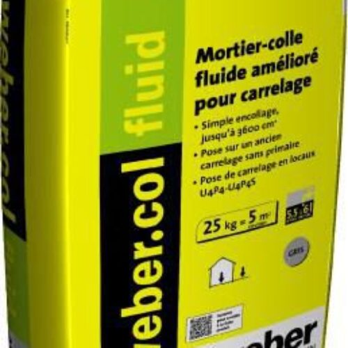 Mortier-colle amélioré webercol fluid pour carrelage (C2 EG) – sac de 25 kg