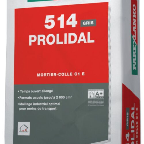 Mortier-colle sol/mur intérieur 514 Prolidal – gris – sac de 25 kg