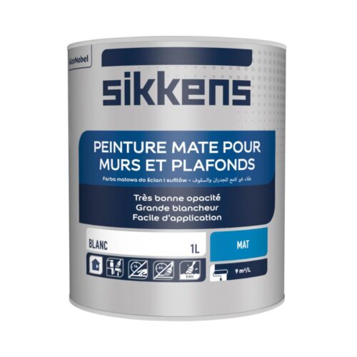 Peinture mate murs et plafonds intérieurs – blanc – pot de 1 l